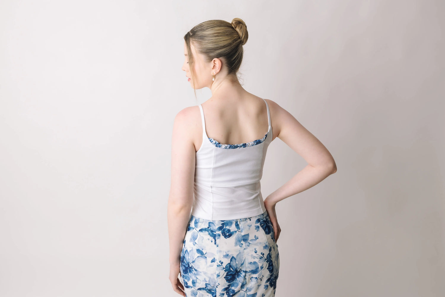 Blue Floral Ruffle Trim Cami prettied