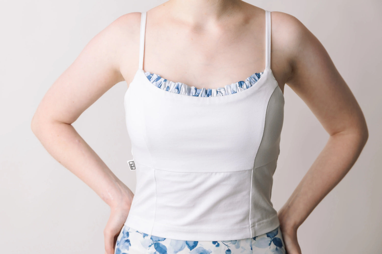 Blue Floral Ruffle Trim Cami prettied