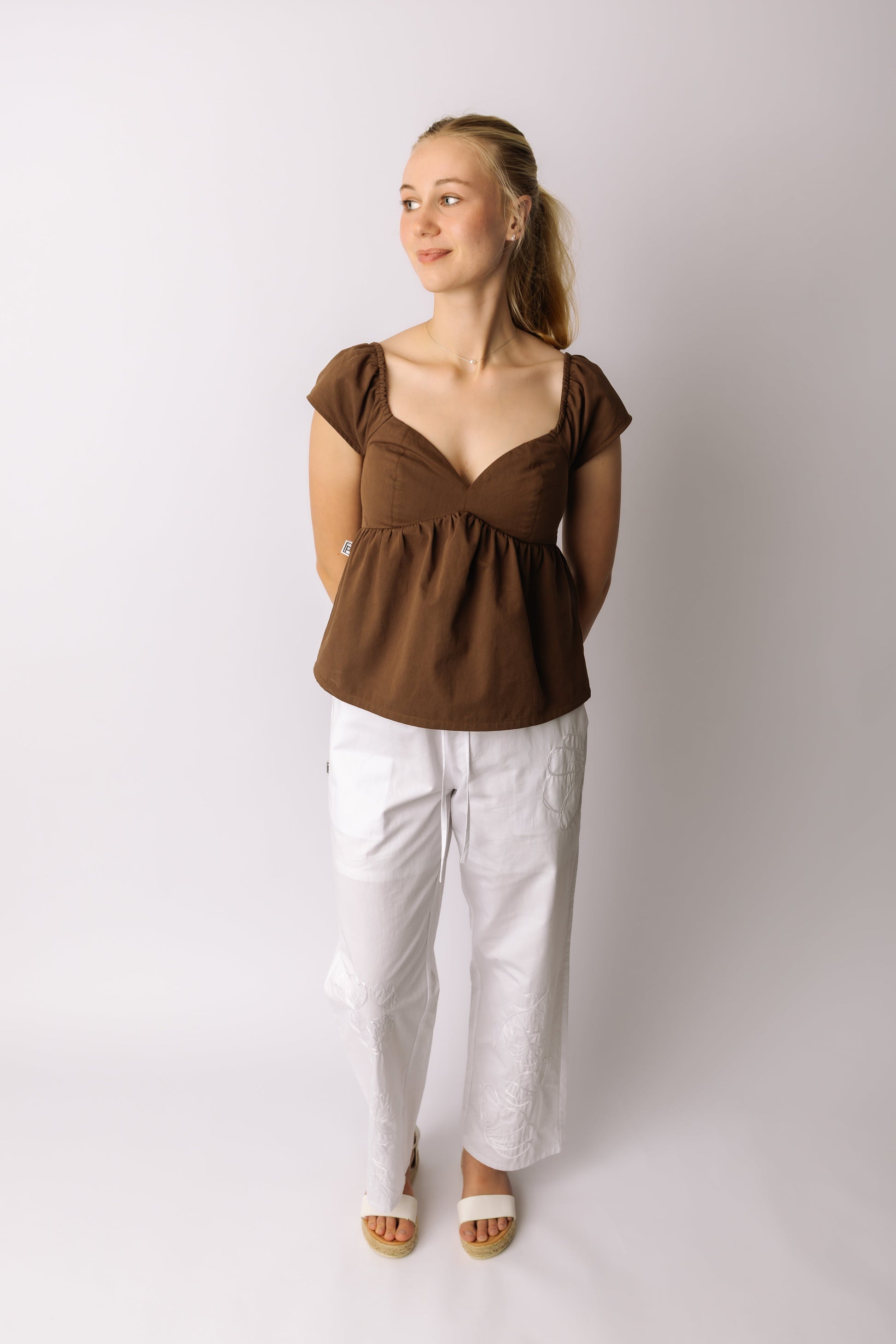 Embroidered Straight Leg Pant prettied