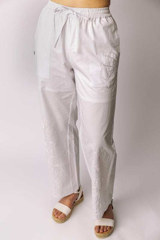 Embroidered Straight Leg Pant prettied
