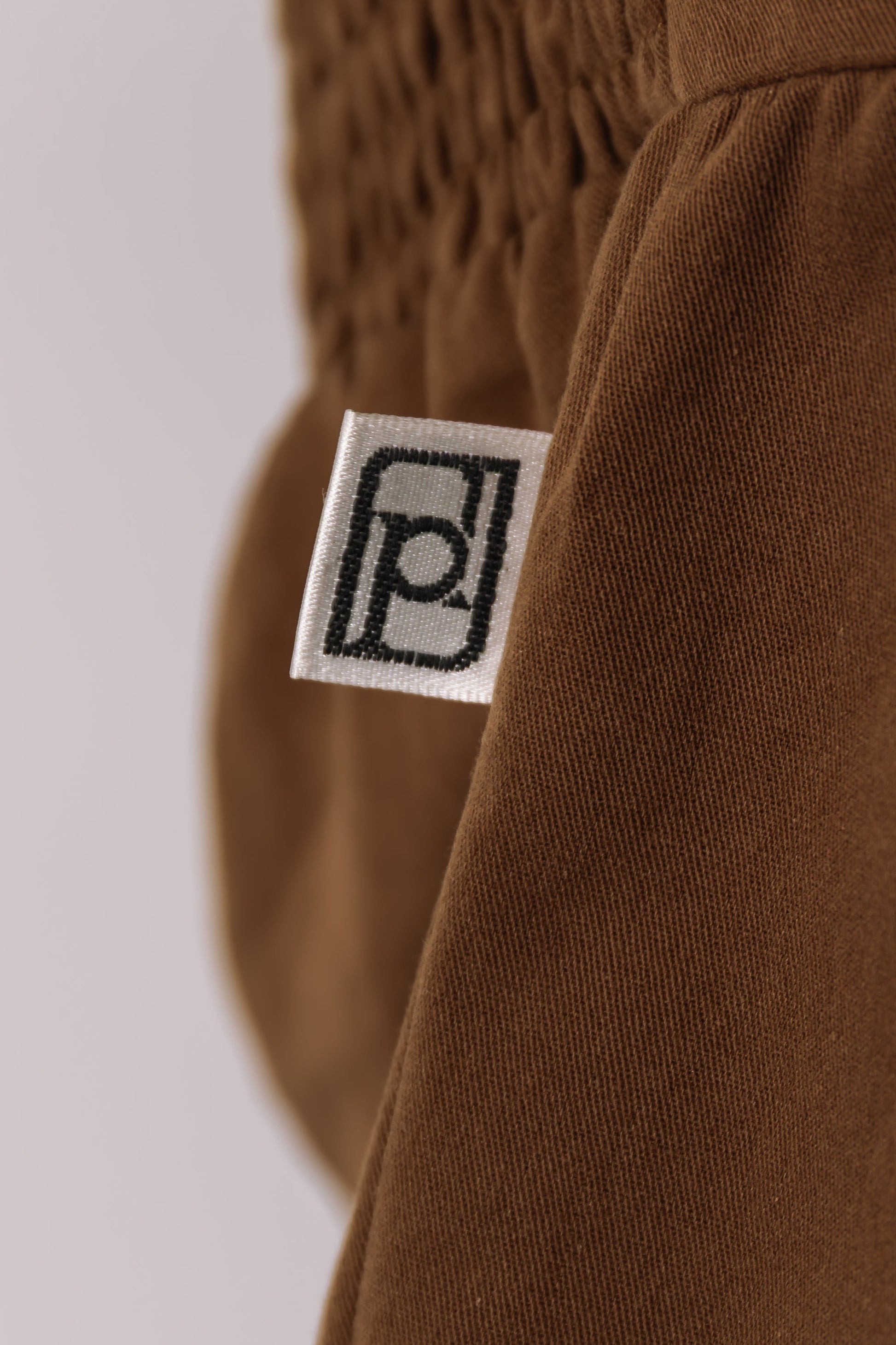 Smocked-Back Flutter Top Brown prettied