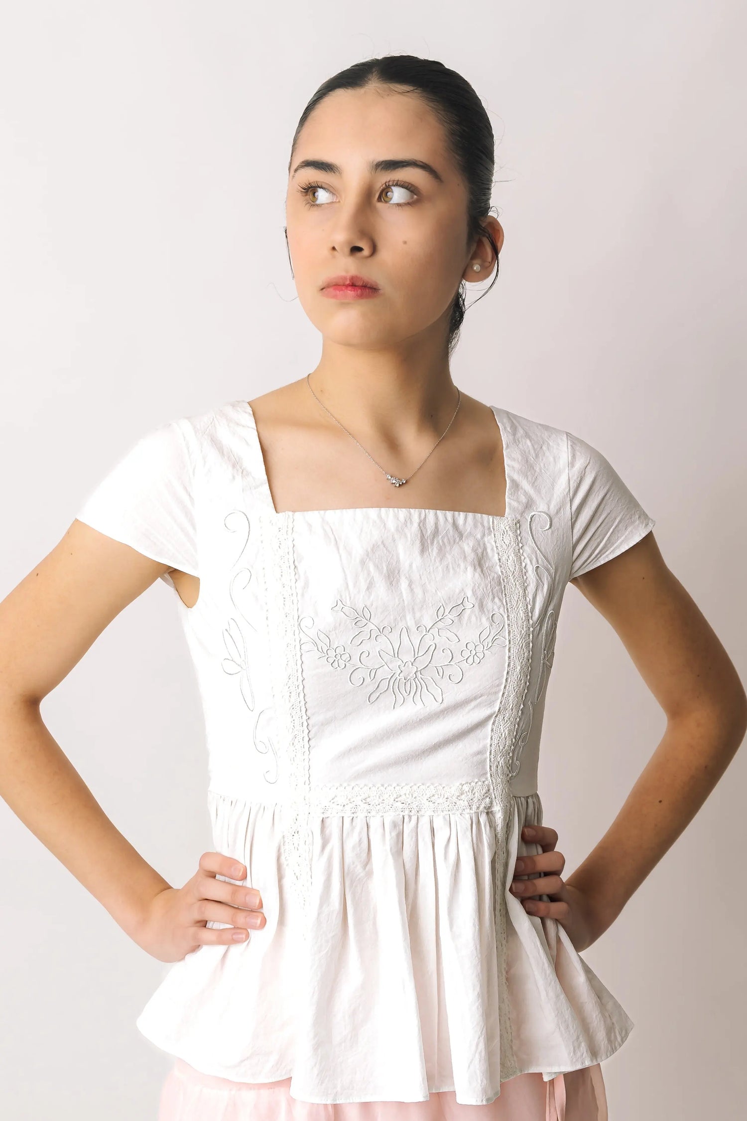 Embroidered Peplum Top prettied