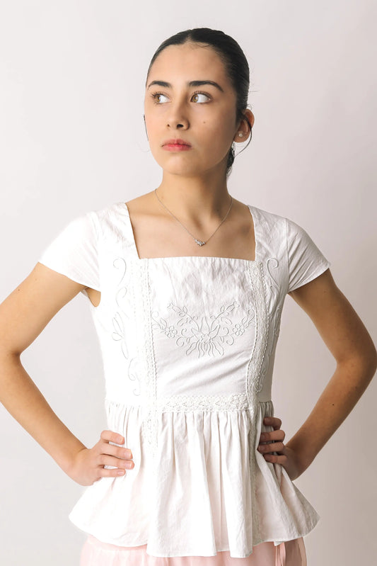 Embroidered Peplum Top prettied