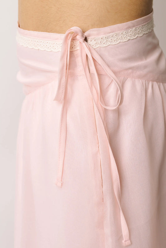 Asymmetrical Pink Chiffon Skirt prettied