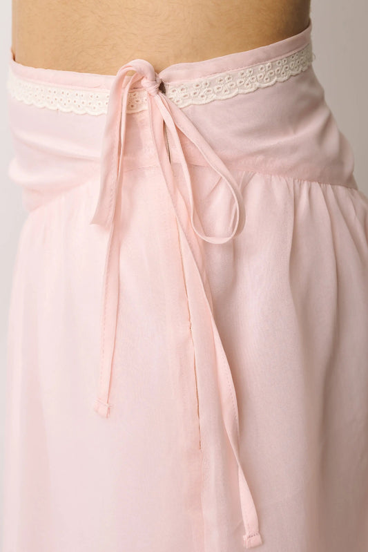 Asymmetrical Pink Chiffon Skirt prettied