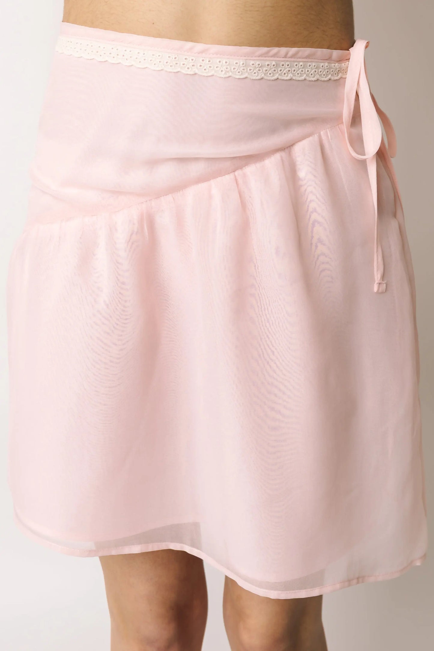 Asymmetrical Pink Chiffon Skirt prettied