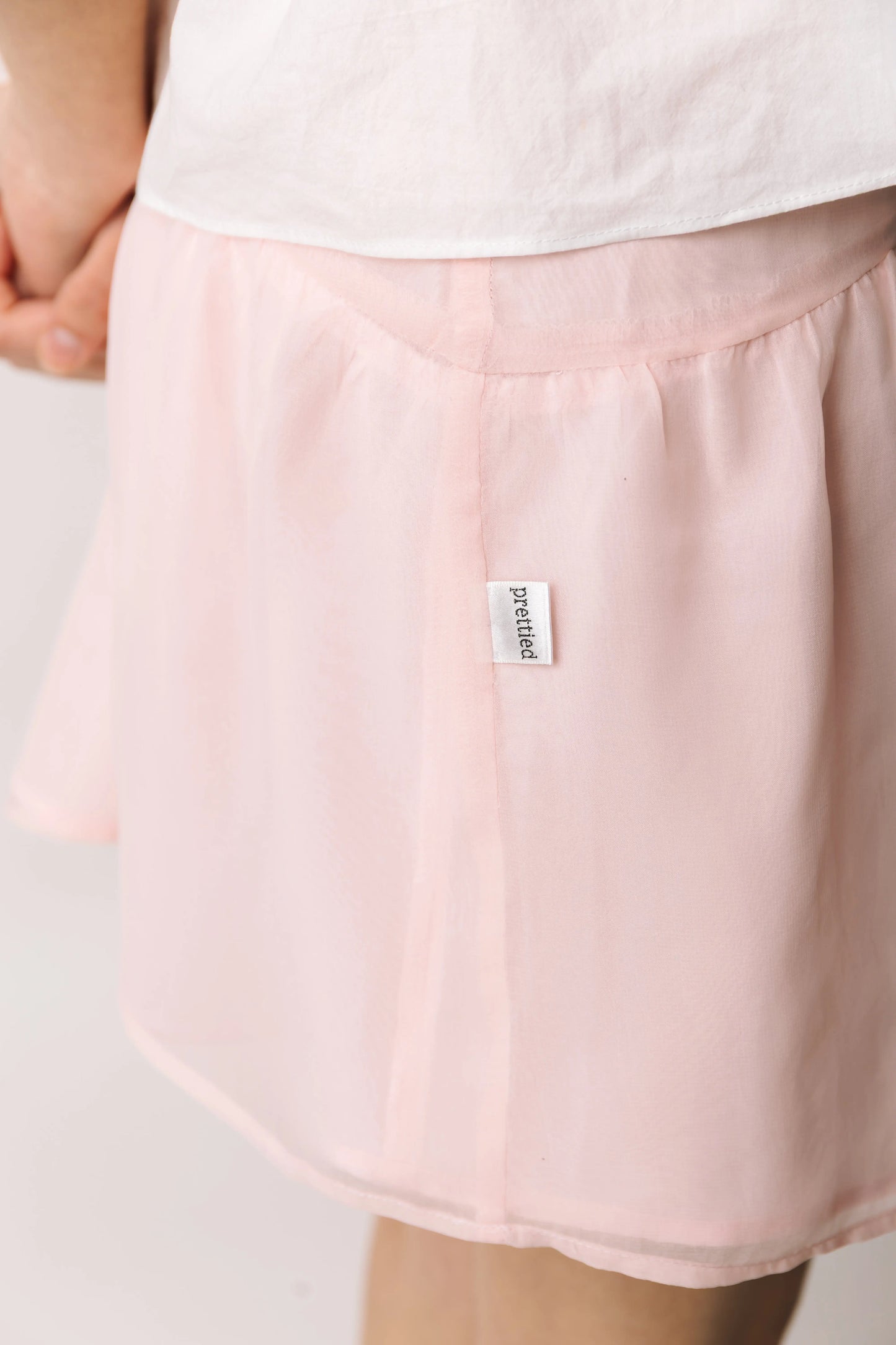 Asymmetrical Pink Chiffon Skirt prettied