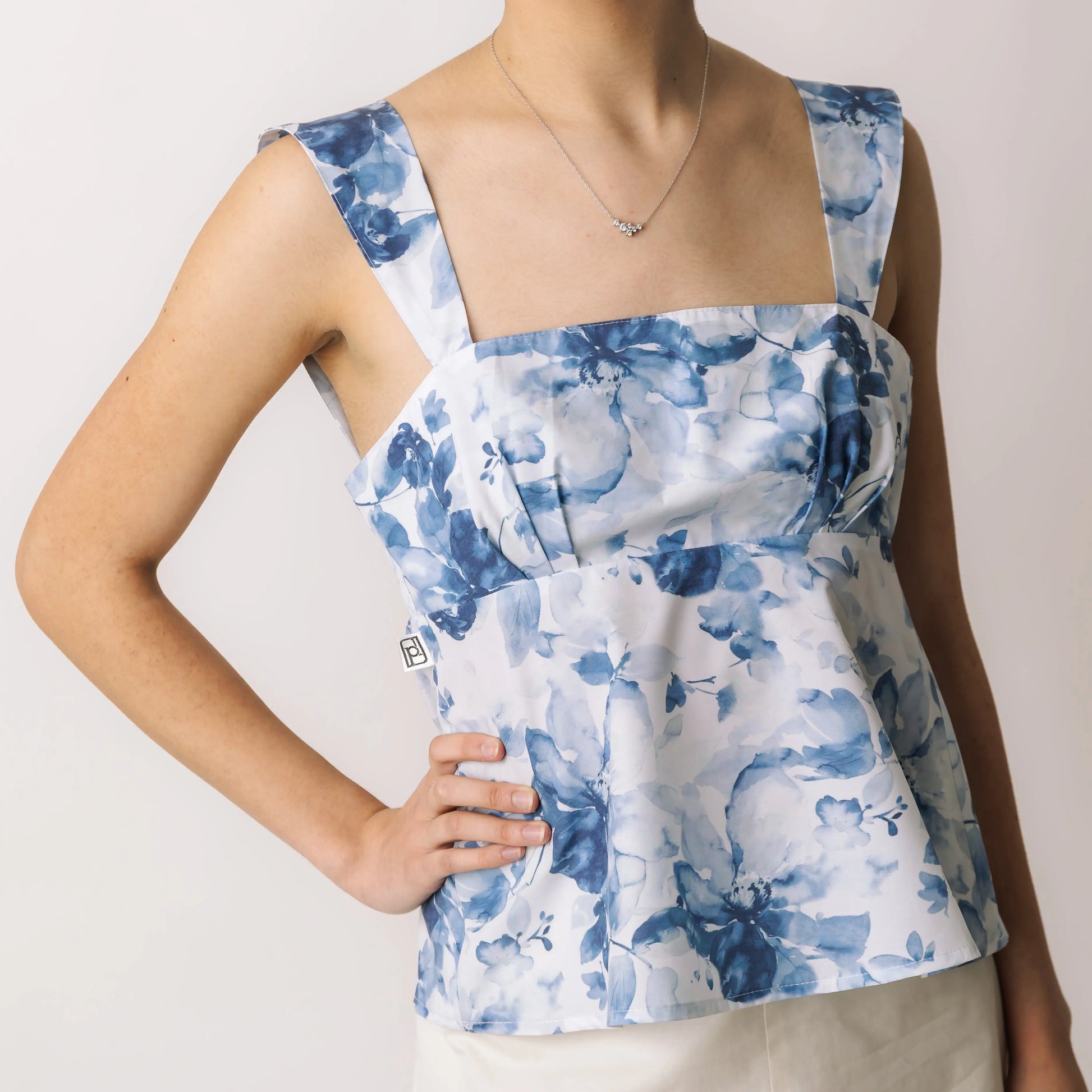 Blue Tie-Back Tilly Top prettied