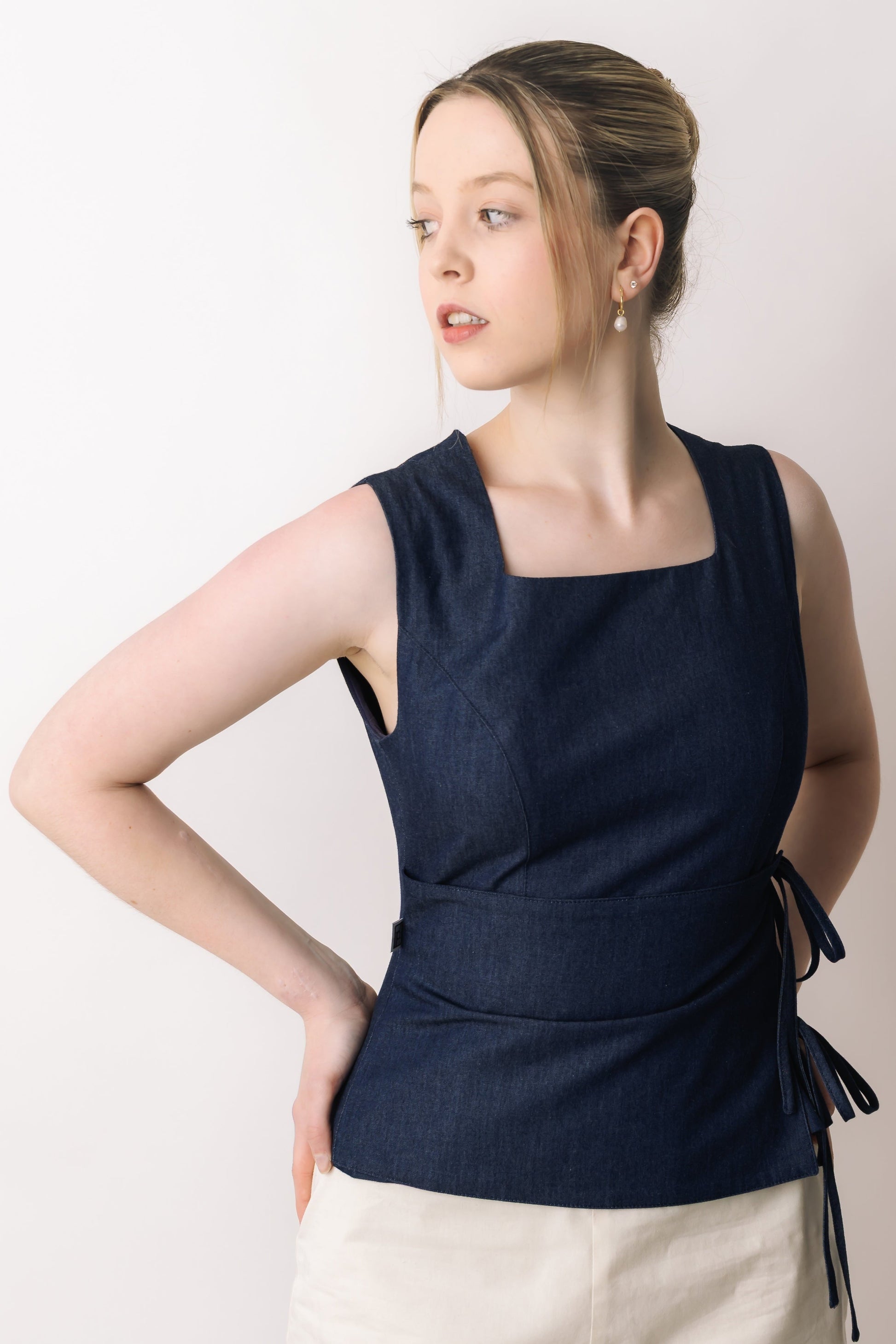 Blue Side Tie Top prettied